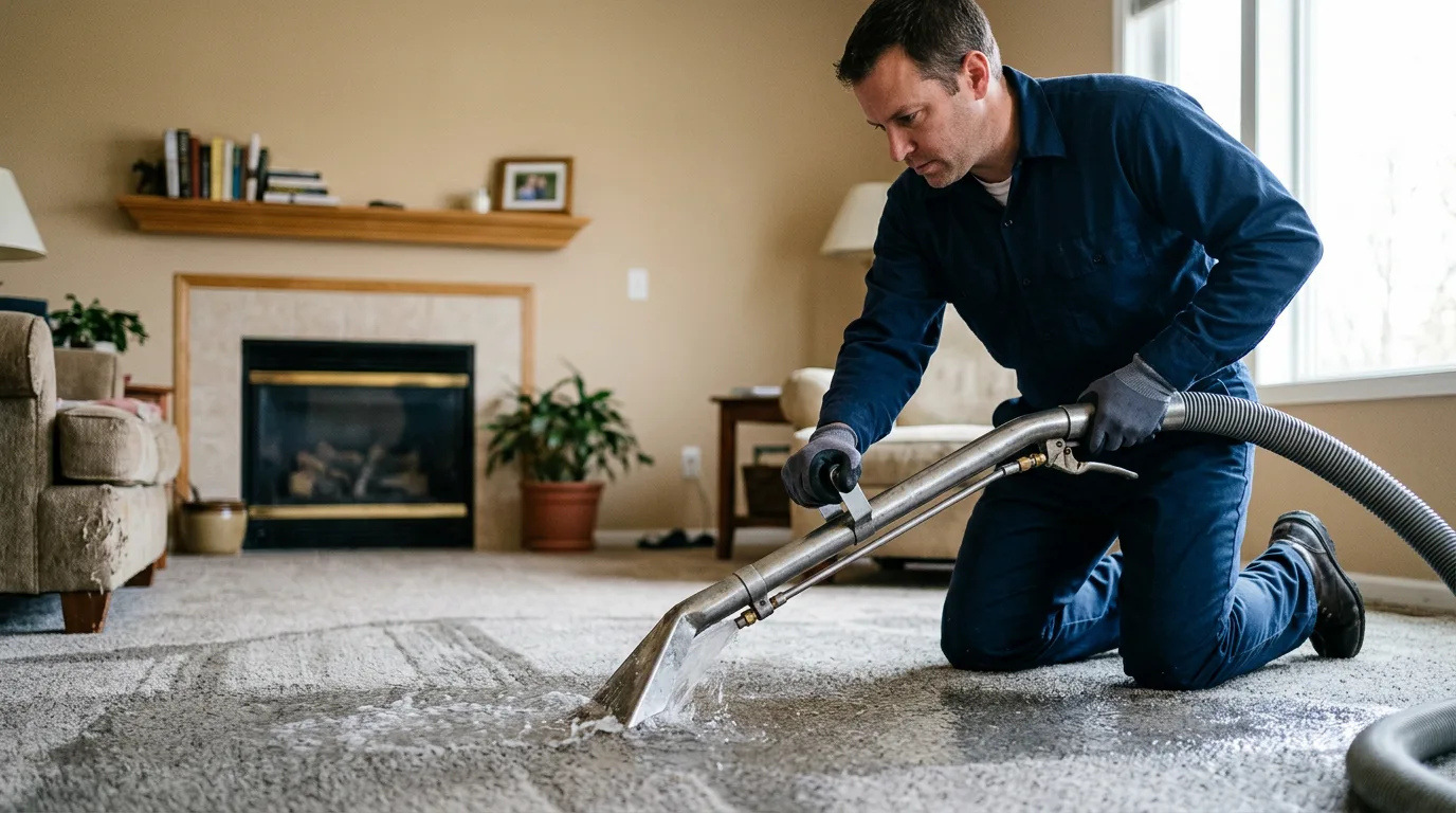 Water damage restoration technician working near Douglas, MI